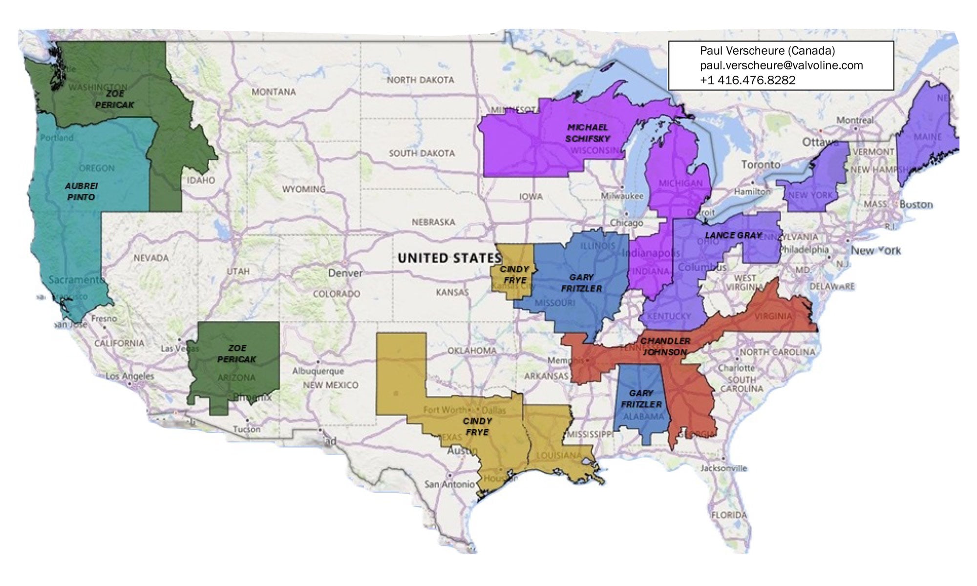 Valvoline 2026 Real Estate Territory Map