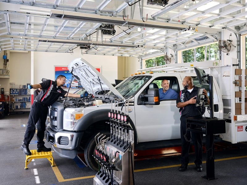 Fleet driver getting vehicle serviced at Valvoline