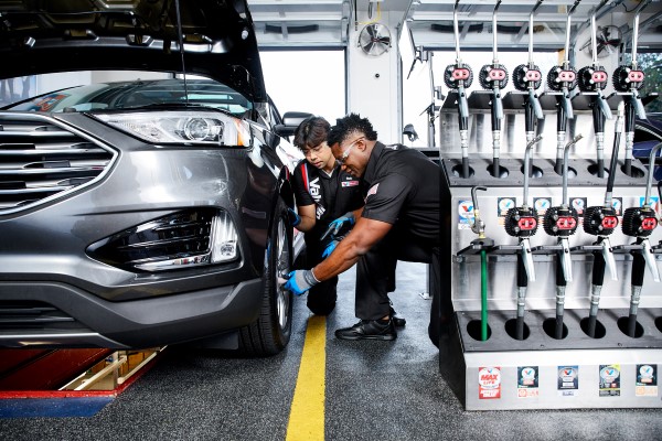 Tire rotation in process at Valvoline Instant Oil Change